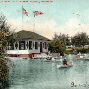 Vintage Postcard, Pueblo, Colorado, Lake Clara, Mineral Palace Park, Postcard, Colorado Postcard, Pueblo Postcard