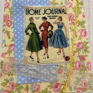 Fabric Snippet, Junk Journal Page, Mixed Media, Housewife, Vintage Dishes, Cottage, Sewing, Vintage Photograph, Journal, Journaling, Snippet