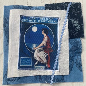 Fabric Snippet, Junk Journal Snippet, Fabric Photograph, Vintage Sheet Music, Lady, Glamour, Journal, Junk Journal, Slow Stitch, Snippet