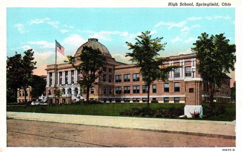 Vintage Postcard, Springfield, Ohio, High School, Postcard, Linen ...
