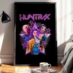 Framed Kpop Demon Hunters Poster – Huntrix Anime Girl Group Wall Art for Kpop Fans - Huntrix - Kpop Demon Hunters