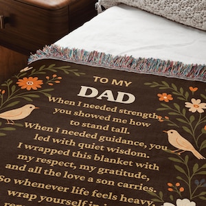 Manta personalizable, regalo para papá de los niños, regalo significativo para papá, manta con letras para el Día del Padre, colcha tejida, regalo personalizado para hija, manta para papá.