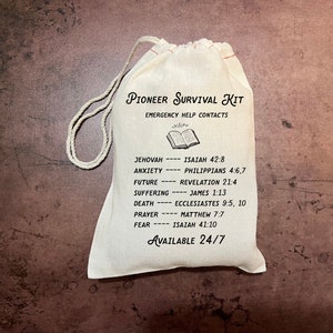 JW Gift Bags - Pioneer School - Pioneer Survival Kit - Pioneer Gifts - Pioneer gift Bags - Pioneer School Graduation