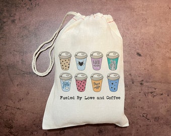 JW Coffee Gift Bags - Fueled by Love Coffee - English Spanish Personalize custom bags - For Pioneers Elders, Brothers, Sisters,