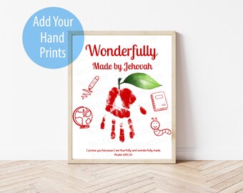 JW Kids Hand Print Page, Wonderfully Made by Jehovah, Family Worship Idea, Homeschool Activity, Instant Download, Print at Home, jw.org