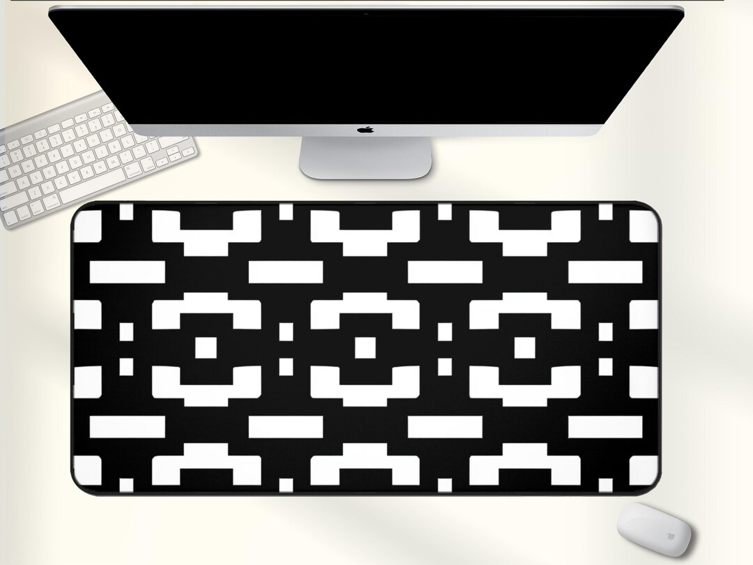 Black White Geometric Desk Mat, Modern Office Desk Pad, Minimal Gaming ...
