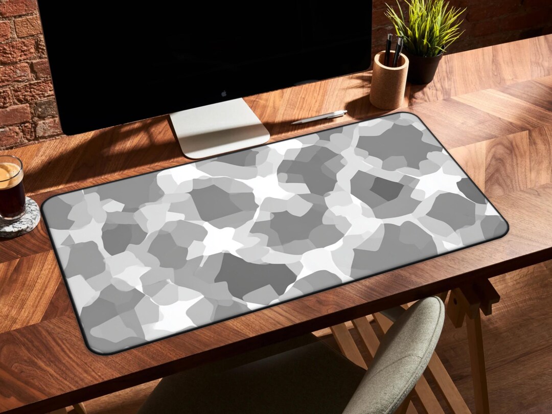 Abstract Gray Desk Mat, Neutral Geometric Desk Pad, Modern Minimal Desk ...