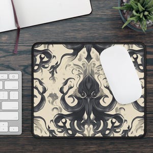Vintage Squid Desk Mat, Gothic Ocean Mouse Pad, Nautical Tentacle Desk Decor, Baroque Sea Monster Mat,Octopus Mousepad, DeepSea DeskPad 0080