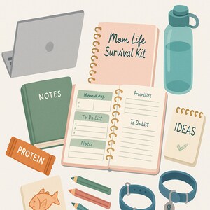 Mom Survival Kit Printable Planner | Daily & Weekly Organizer, Meal Plan, Chore Chart, Self-Care, Budget Tracker | Digital Download for Mom