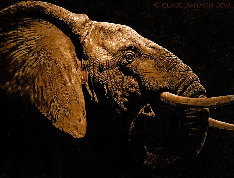 Fine Art print 'Nightly Encounter' Africa, elephant image 1