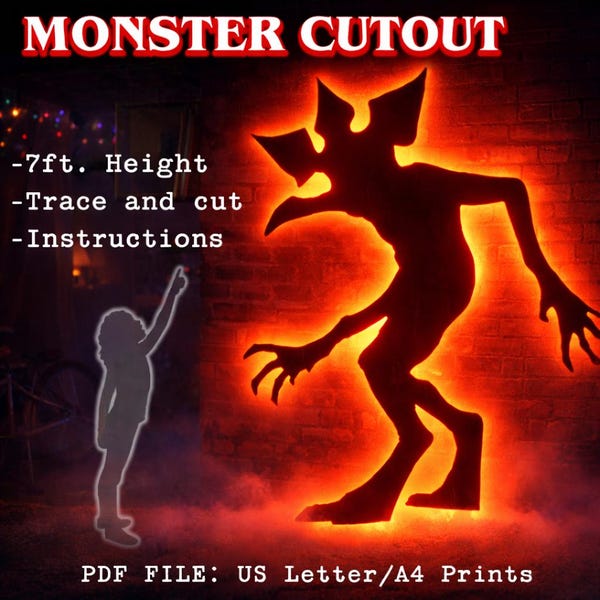 7ft Monster Cutout Template – Halloween Decor Silhouette (PDF)