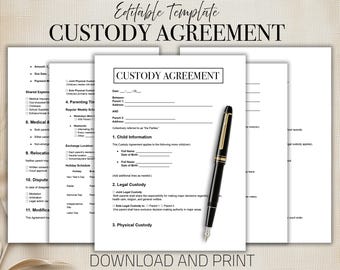 Editable Child Custody Agreement Template – Joint Custody, Legal Forms (PDF & Word)