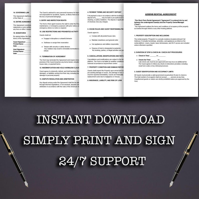 Airbnb Rental Agreement Template Editable Airbnb Contract PDF, Word