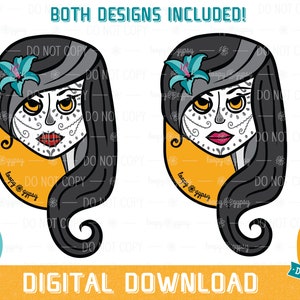 Day of the Dead - Sugar Skull - La Catrina: DIGITAL DOWNLOAD; PNG; Sublimation Image; Custom Art; Sugar Skull; Day of the Dead; Calavera