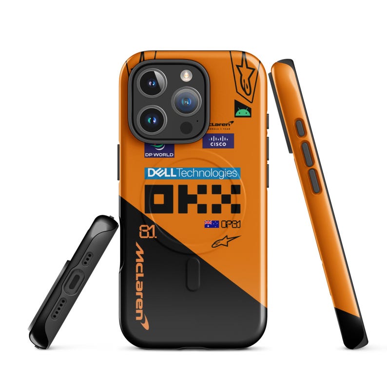 Oscar Piastri McLaren F1 Race Suit iPhone Case: Formula 1 Fan Gift Magsafe Tough/Glossy