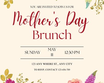 Mother&#39;s Day Cute Floral Brunch Invitation