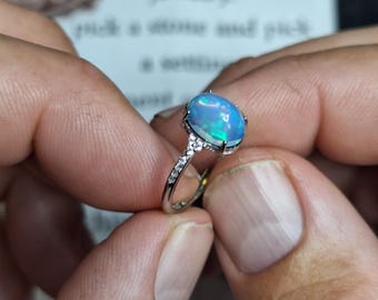 Beautiful blue opal silver ring