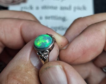 Beautiful blue opal silver ring