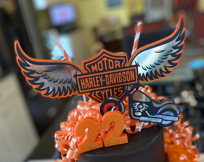 Harley Davidson Cake Topper - Harley Cake Topper - Motorcycle Cake ...