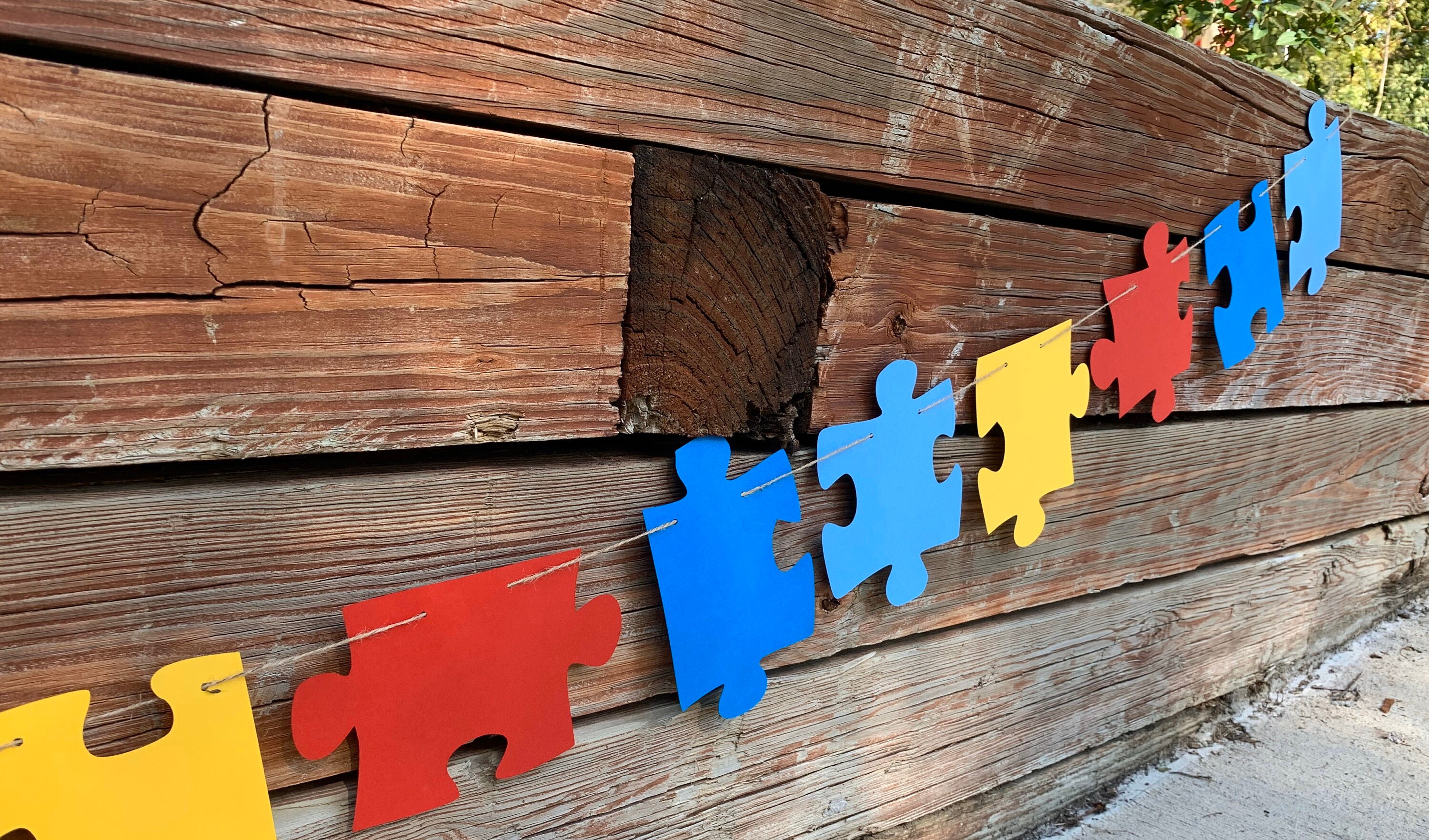 Puzzle Piece Garland Autism Awareness Garland Puzzle Etsy