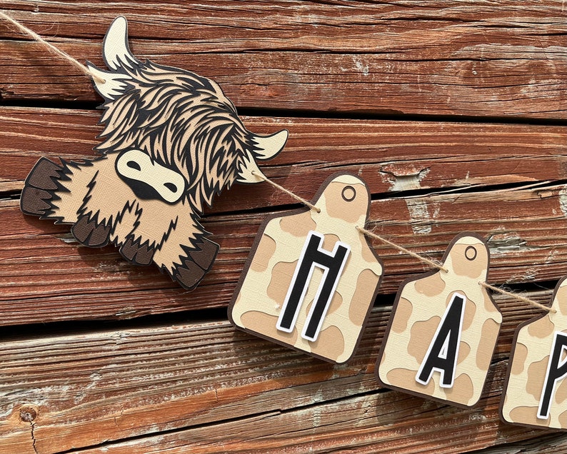 Highland Cow Birthday Banner Highland Cow Party Holy Cow Etsy
