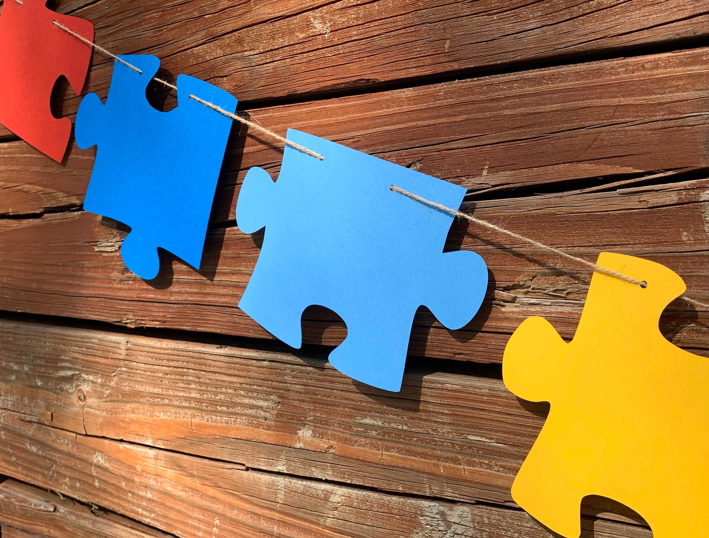 Puzzle Piece Garland Autism Awareness Garland Puzzle Etsy