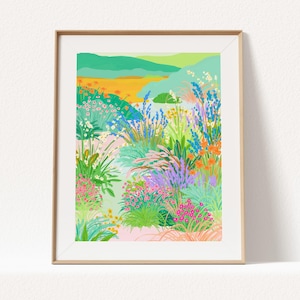 Flower Garden Art Print: Botanical Landscape Wall Decor