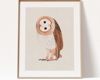 Muurkunst kerkuilprint | Grillig bosvogeldecor voor vogelliefhebbers en natuurliefhebbers