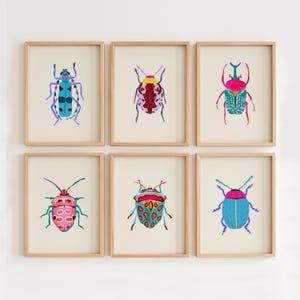 Colorful Beetle Art Print Set: Vibrant Insect Wall Decor, Nursery Art