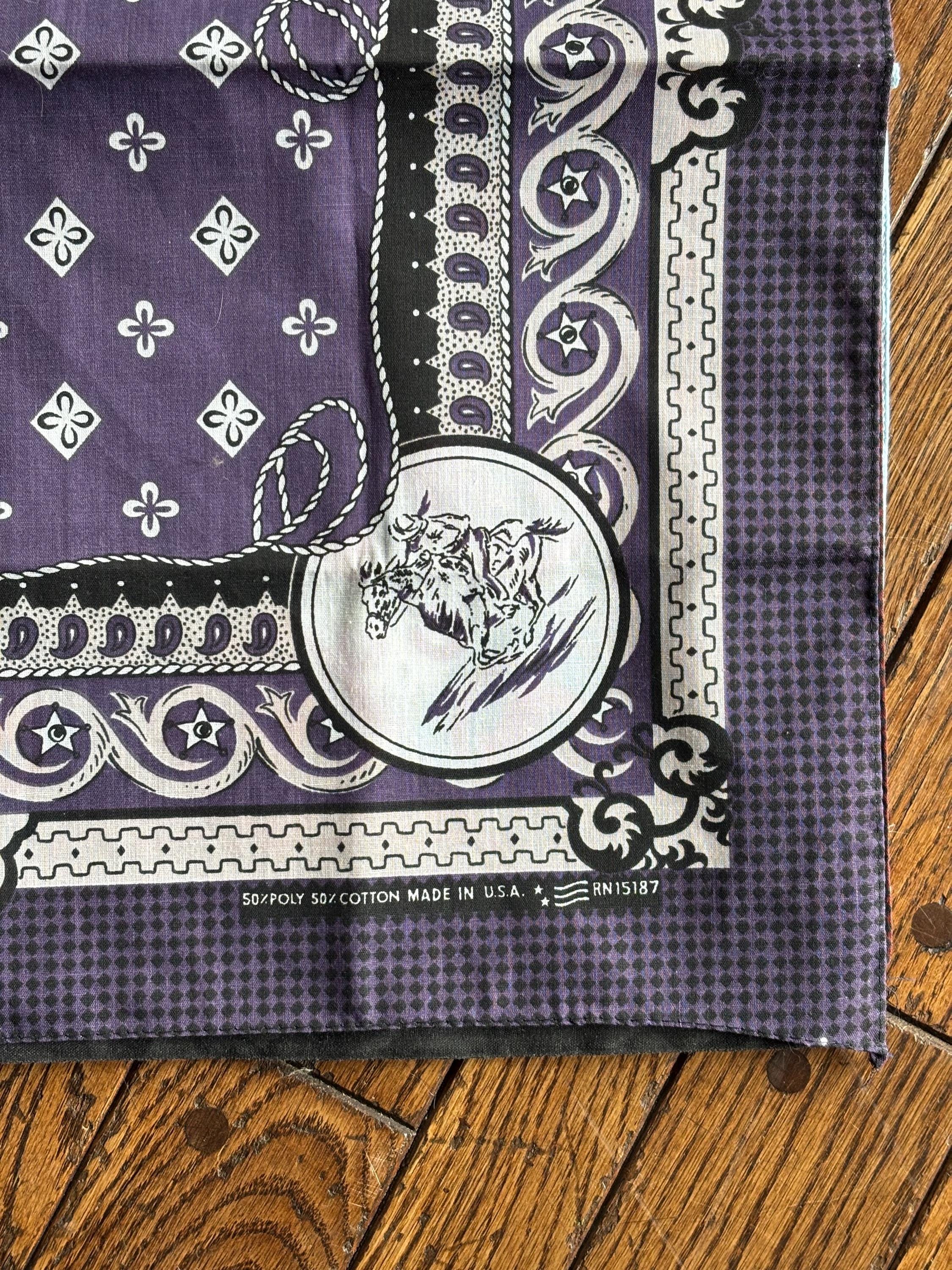 ▪️40’s【COWBOY】 VINTAGE BANDANA Vintage Swagger Cowboys Red Bandana Handkerchief Horse Western