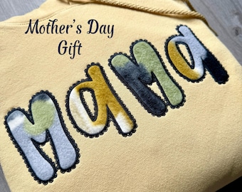 Mama Sweatshirt, Lace Appliqué Embroidery, Mother's Day Gift For Mom