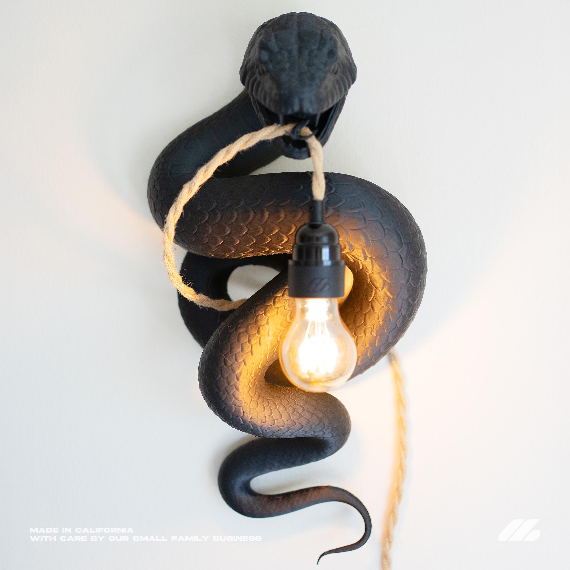 Black Snake Wall Lamp - Sculptural Serpent Sconce - Gothic Home Decor ...