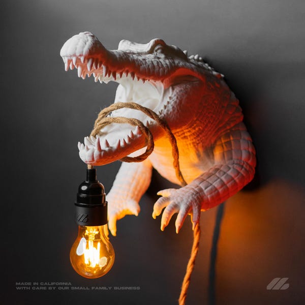 Tropical Crocodile Wall Light – Alligator Head | Unique Jungle Animal Sconce | Art Lamp