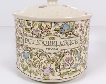 Vintage Potpourri Crock Rival 3210 Floral Electric Simmering Pot & Lid 80s WORKS