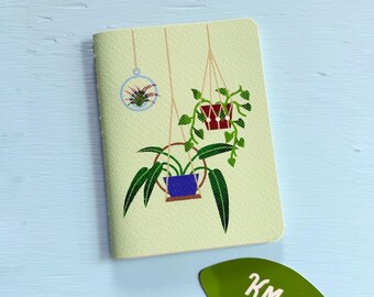 Mini Houseplant Stitched Notebook: Hanging Plants, Plant Illustration, Small Sketchbook, Blank Notebook, Pocket Sized