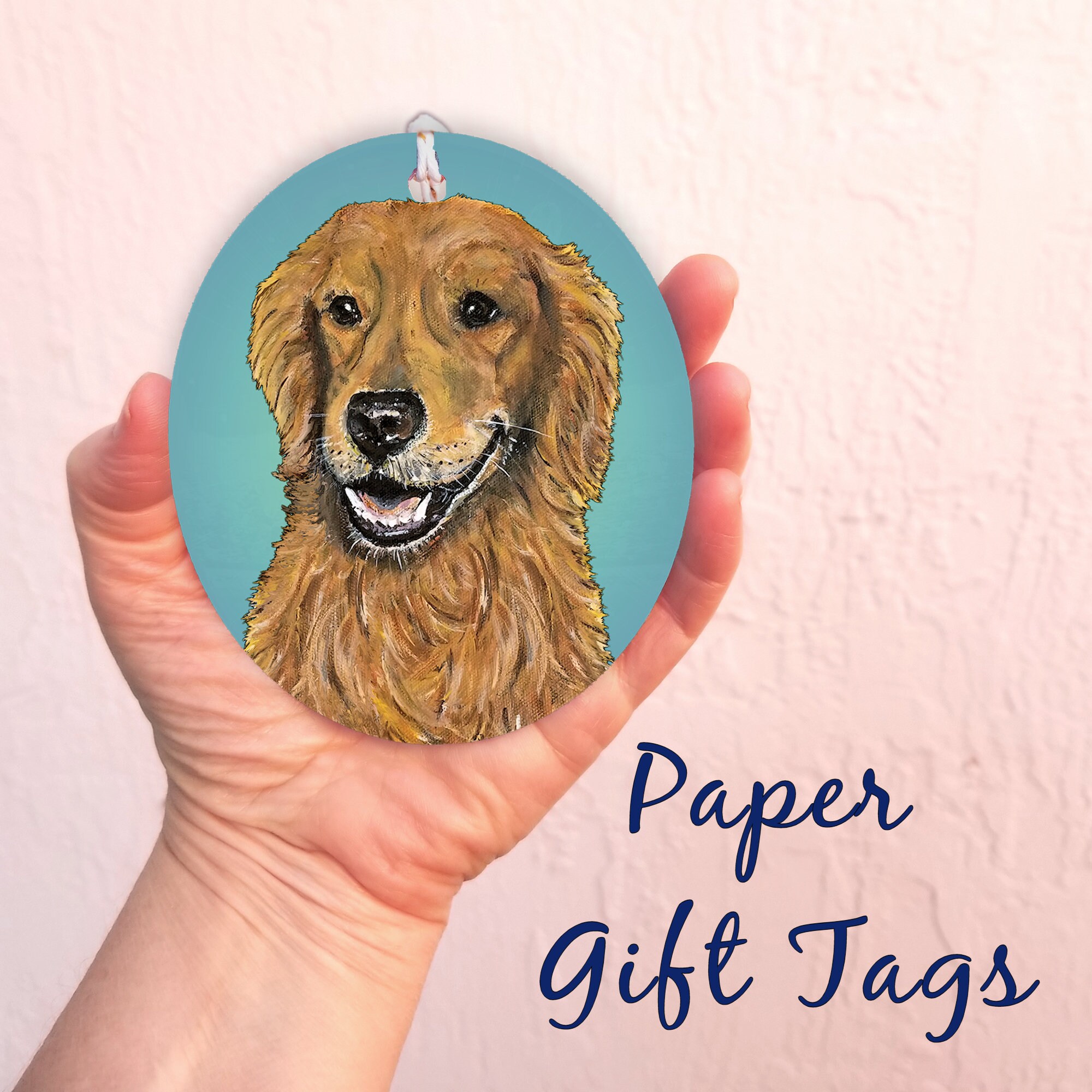 Golden Retriever Dog Paper Gift Tag /Ornament Set of 2 | Etsy