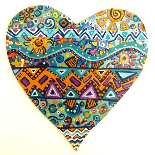 SALE Painted wooden Heart