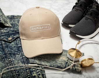 NOBU Embroidered Dad Hat: Beige Cotton Twill Baseball Cap - Etsy