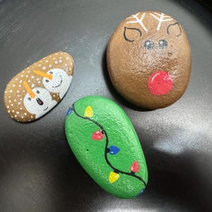 Christmas Themed Hand Painted Rocks