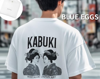 Kabuki Geisha Ukiyo-e Art T-Shirt, Japanese Kimono Print