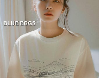 Mt. Fuji Japan T-Shirt, Tea Field Landscape, Minimalist Travel Tee