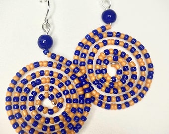 Chicago Bears Beaded Drop Earrings – Handmade Silver Wire Dangles