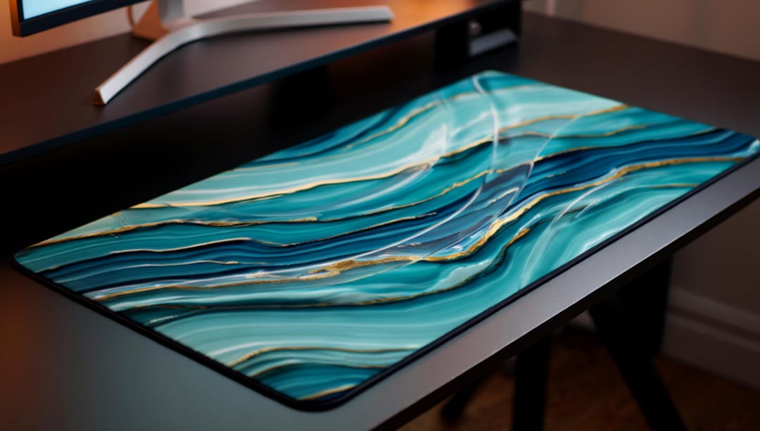 Gold Marble Base Desk Mat Gaming Laptop Mousepad Aesthetic Style ...