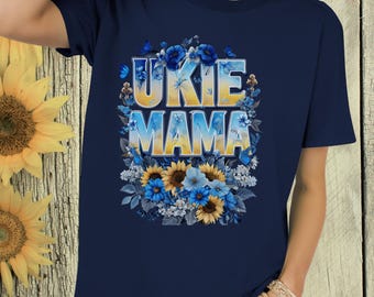 Ukrainian Mama Floral T-Shirt  Ukrainian Pride Shirt Blue and Yellow Flower Tee Cute Ukraine Boho Flower Shirt Gift for Ukrainian Women