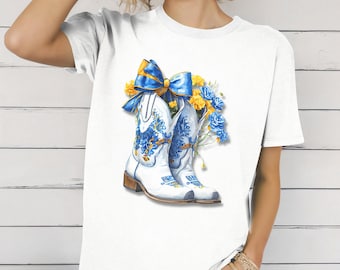 Floral Cowboy Boot T-Shirt I Country Chic Tee I Gift for Cowgirl I Western Style Shirt I Farmhouse Apparel I Boho Fashion I Ukrainian Shirt