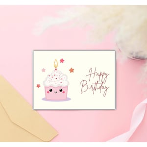 Cartão de Feliz Aniversário para Imprimir | Cartão Minimalista para Download Instantâneo | Desejos Elegantes de Aniversário com Design Simples e Moderno | Cartão de Aniversário Faça Você Mesmo
