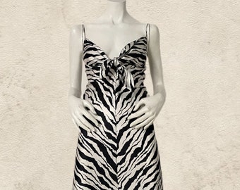 Vintage 1980s Bob Mackie Tiger Stripe Maxi Slip Dress (Small)