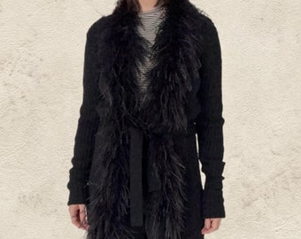 Vintage 2000s NWT Kenneth Cole Merino Wool & Feather Long Cardigan (M)
