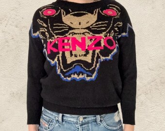 Vintage 2000s Kenzo Lucky Tiger Knit Jumper (M)