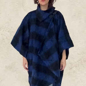 Vintage 1980s Yves Saint Laurent Wool/Mohair Plaid Cape (Size 38)